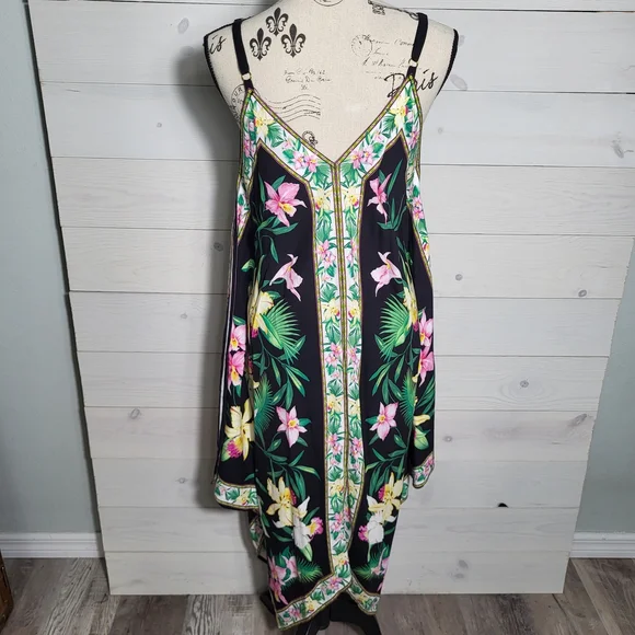 Tommy Bahama Maxi Dress Tropical Floral Asymeyrical Hem Beach Vacation Cover Up. - Picture 2 of 6
